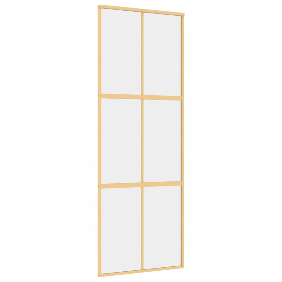 Schuifdeur 76X205 Cm Helder Esg-Glas En Aluminium Goudkleurig