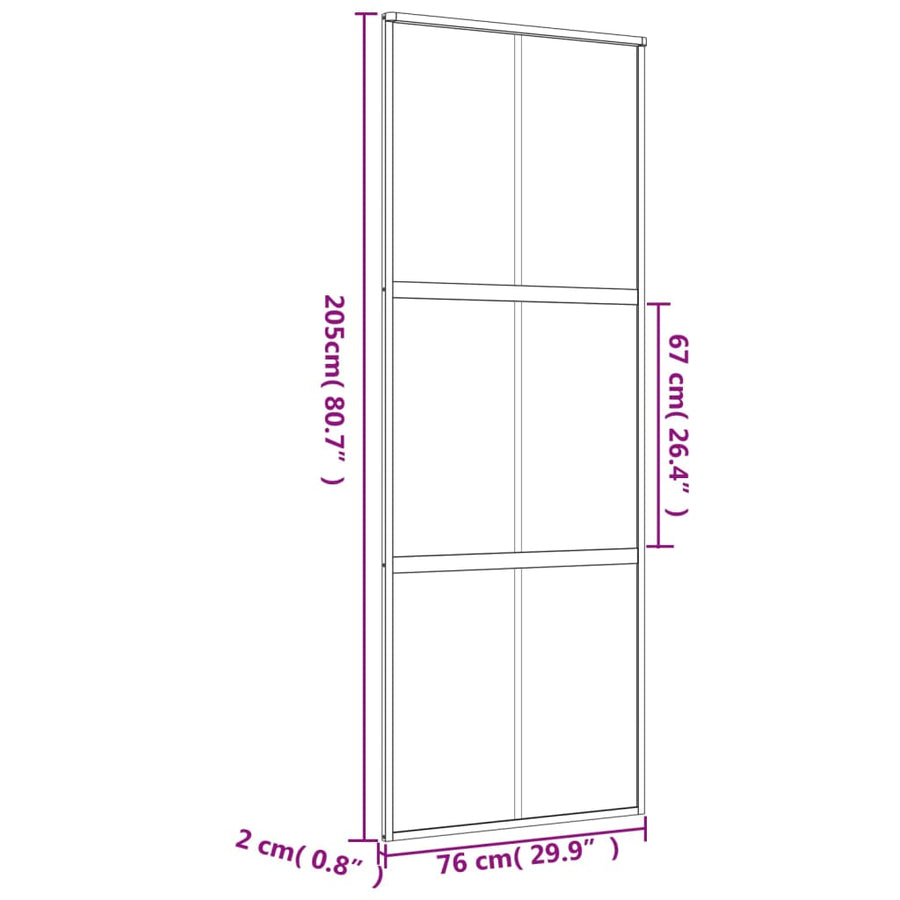 Schuifdeur 76X205 Cm Helder Esg-Glas En Aluminium Goudkleurig