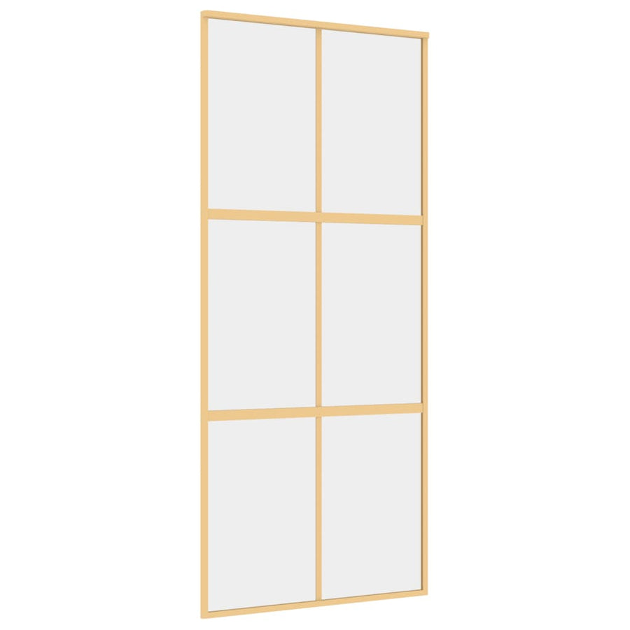 Schuifdeur 90X205 Cm Helder Esg-Glas En Aluminium Goudkleurig