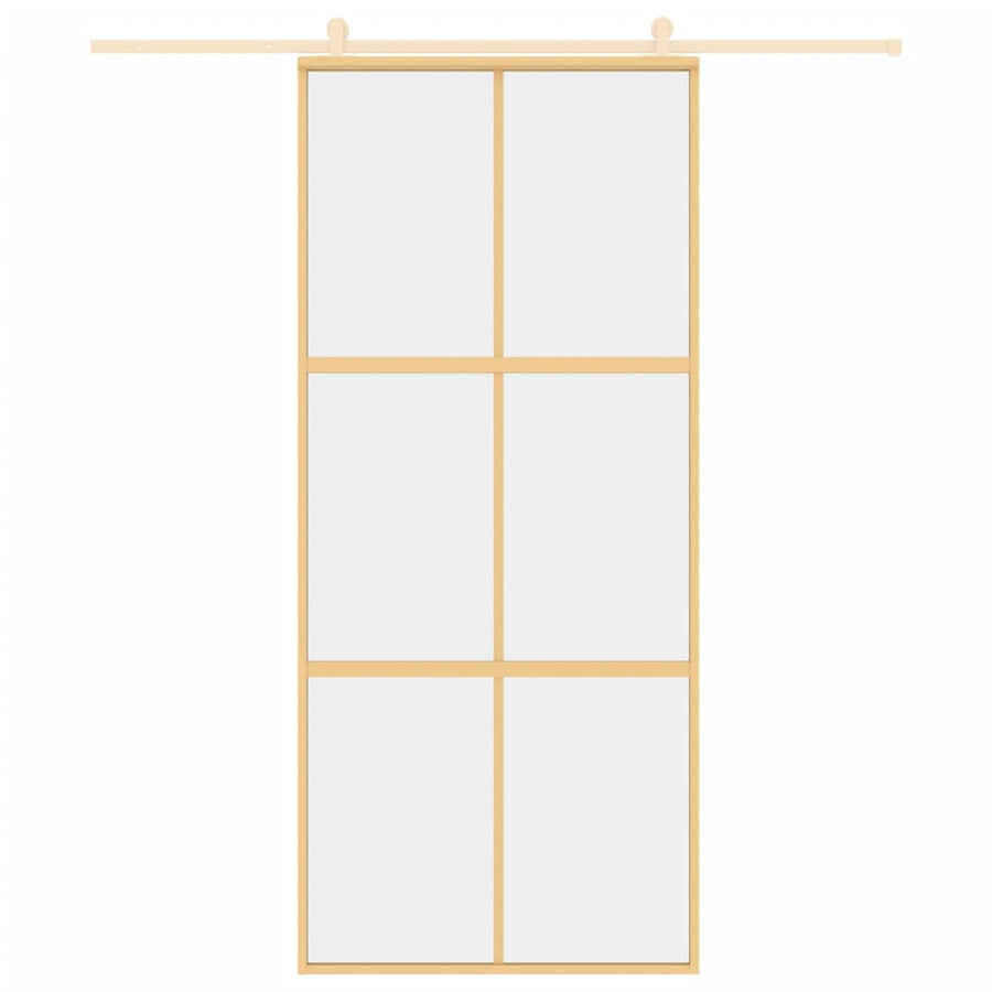 Schuifdeur 90X205 Cm Helder Esg-Glas En Aluminium Goudkleurig