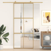 Schuifdeur 90x205 cm helder ESG-glas aluminium goud