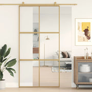 Schuifdeur 102,5x205 cm helder ESG-glas aluminium goud