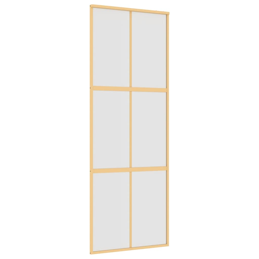 Schuifdeur 76x205 cm mat ESG-glas en aluminium goudkleurig