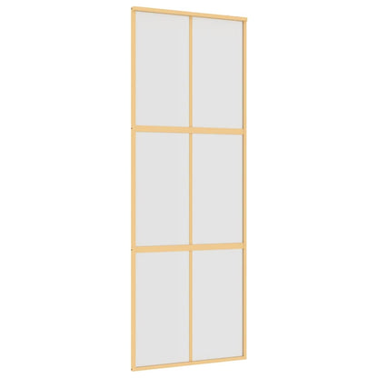 Schuifdeur 76x205 cm mat ESG-glas en aluminium goudkleurig