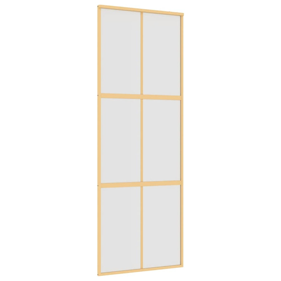 Schuifdeur 76x205 cm mat ESG-glas en aluminium goudkleurig
