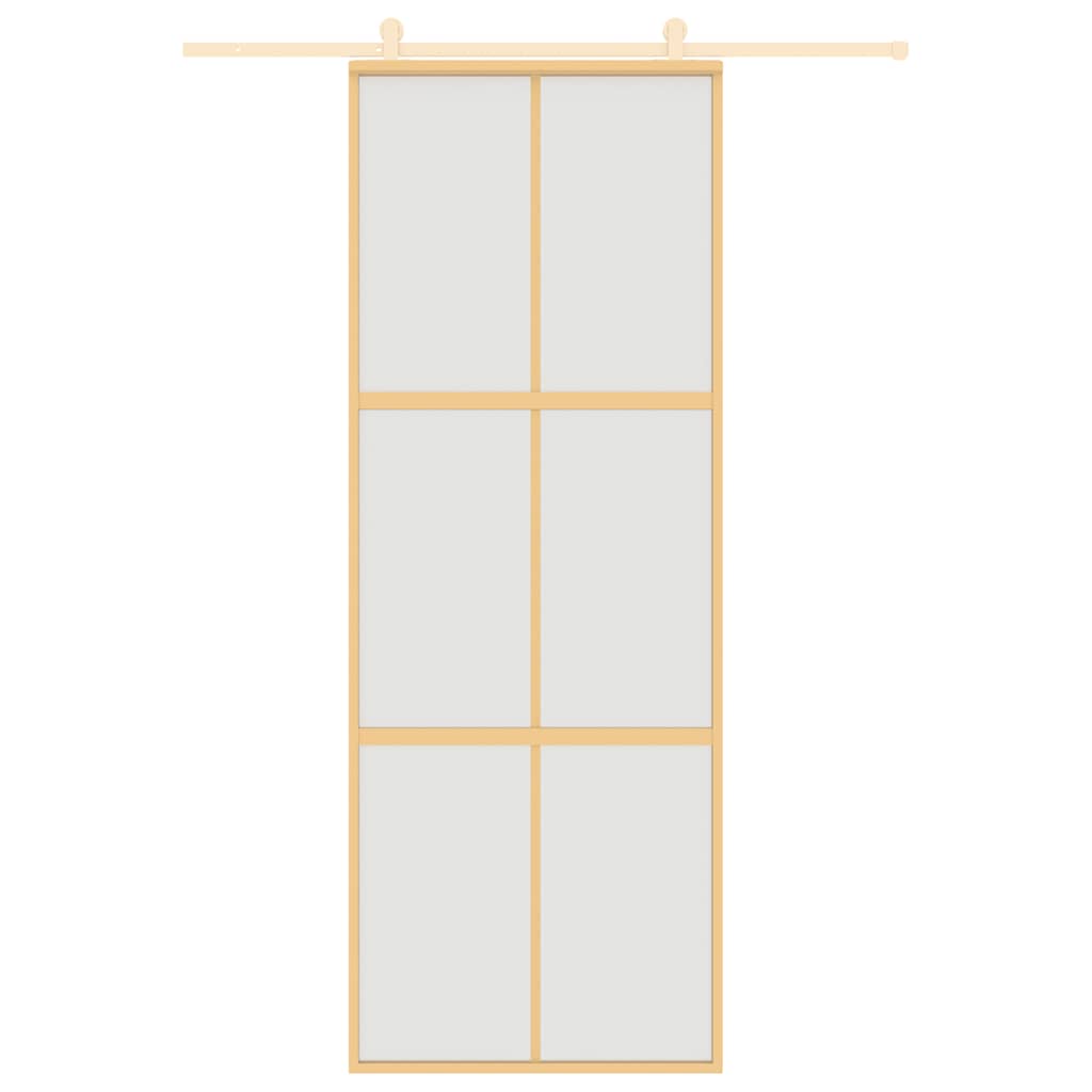 Schuifdeur 76x205 cm mat ESG-glas en aluminium goudkleurig