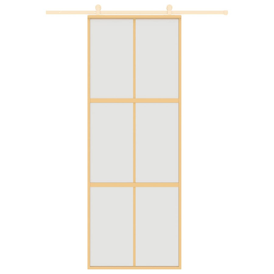Schuifdeur 76x205 cm mat ESG-glas en aluminium goudkleurig