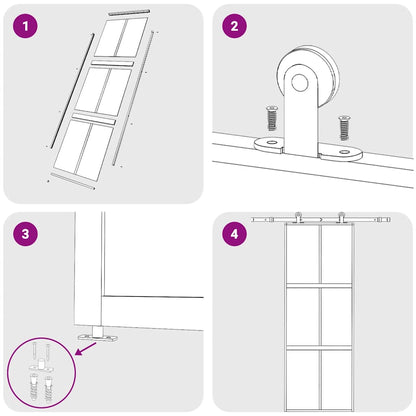 Schuifdeur 76x205 cm mat ESG-glas en aluminium goudkleurig