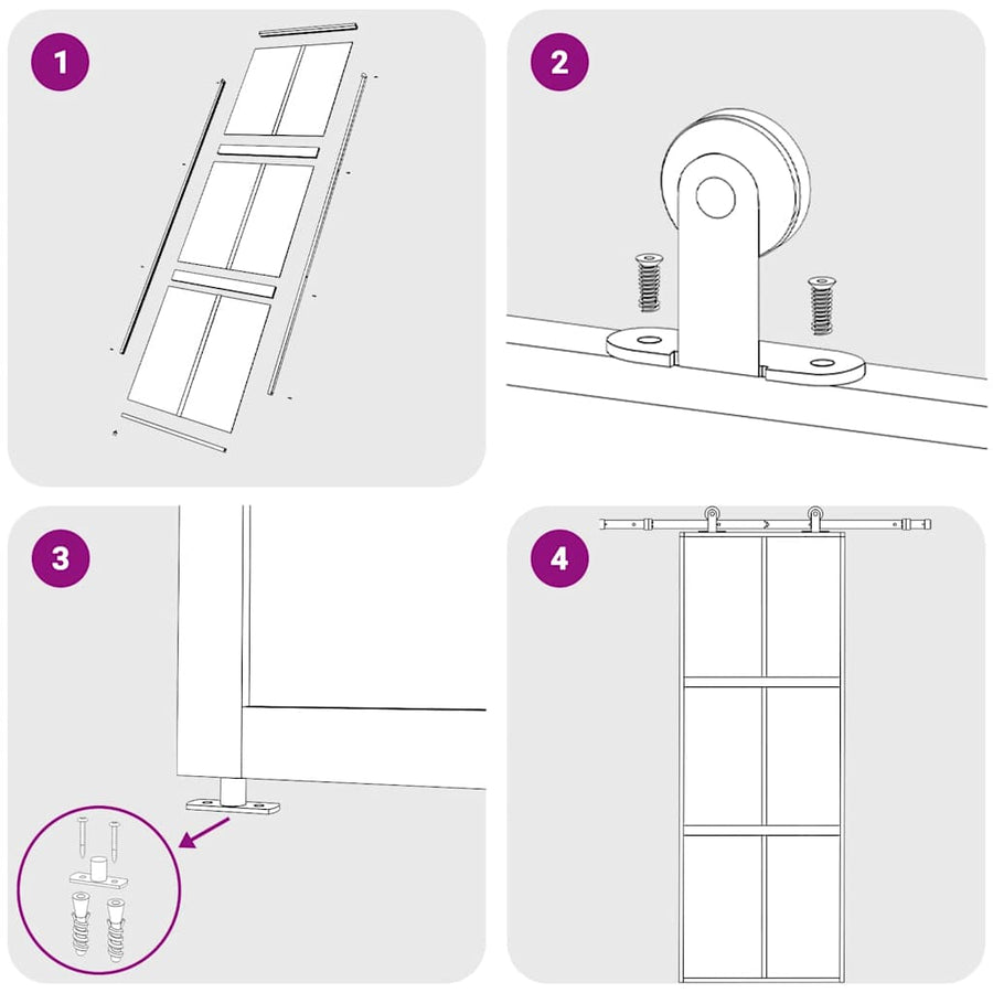 Schuifdeur 76x205 cm mat ESG-glas en aluminium goudkleurig
