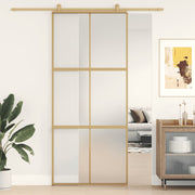Schuifdeur 90x205 cm mat glas aluminium goud
