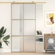 Schuifdeur 102,5x205 cm mat ESG-glas aluminium goudkleurig