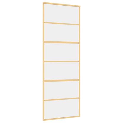 Schuifdeur 76X205 Cm Helder Esg-Glas En Aluminium Goudkleurig