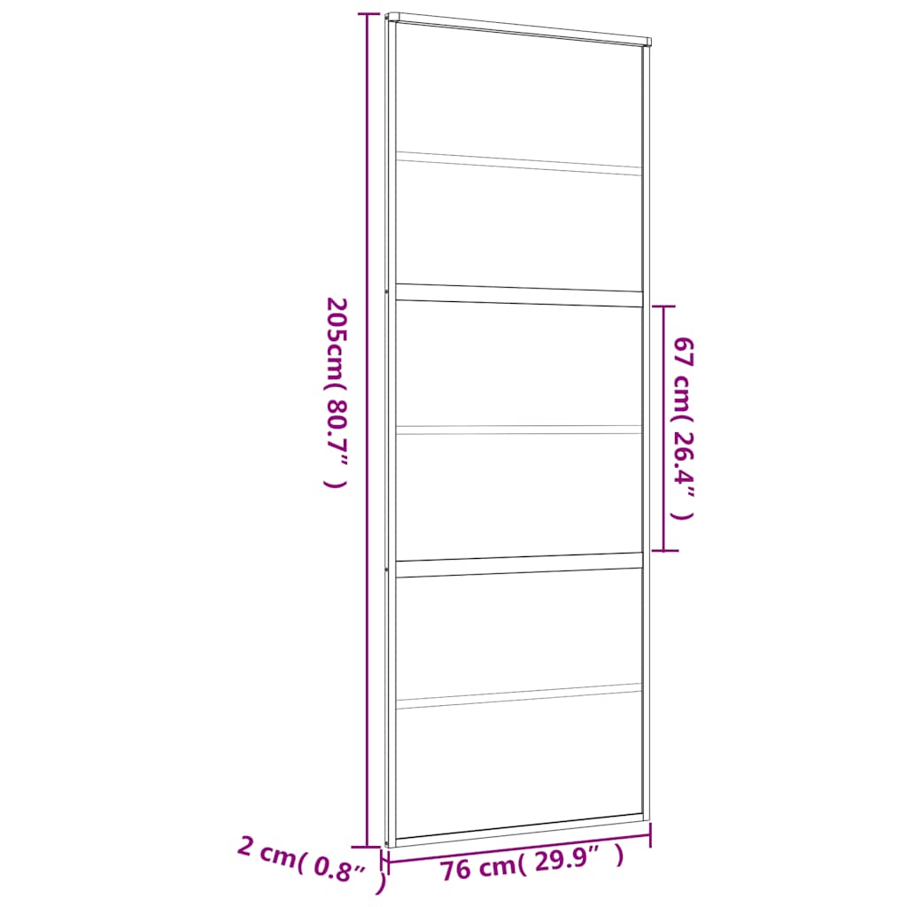 Schuifdeur Helder Esg-Glas En Aluminium Kleurig Goud 76 x 205 cm
