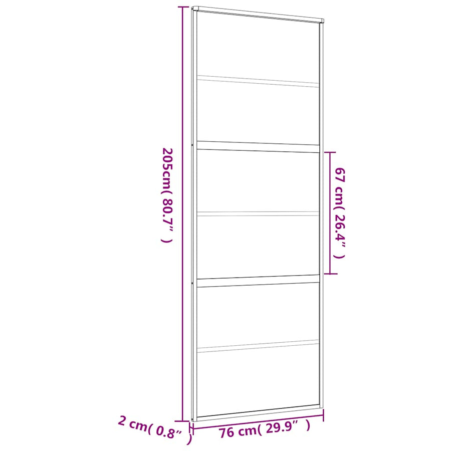 Schuifdeur Helder Esg-Glas En Aluminium Kleurig Goud 76 x 205 cm