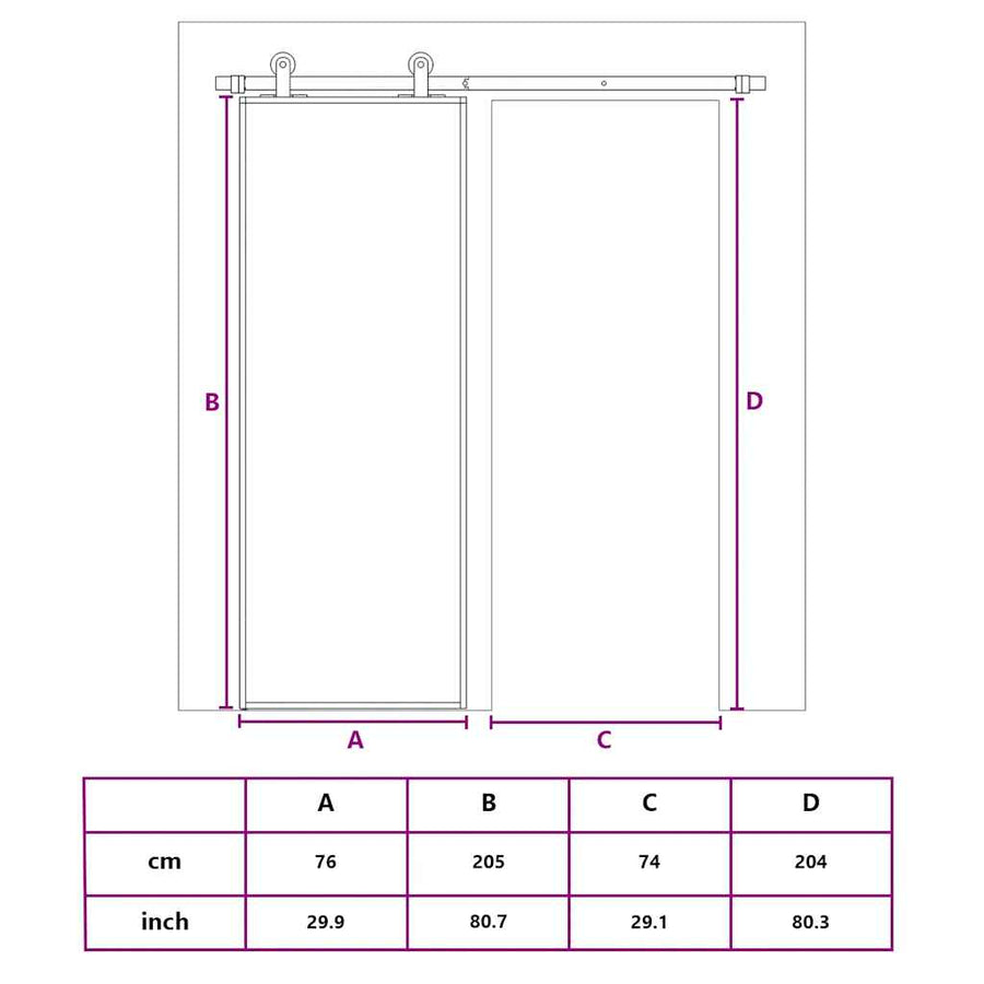 Schuifdeur Helder Esg-Glas En Aluminium Kleurig Goud 76 x 205 cm