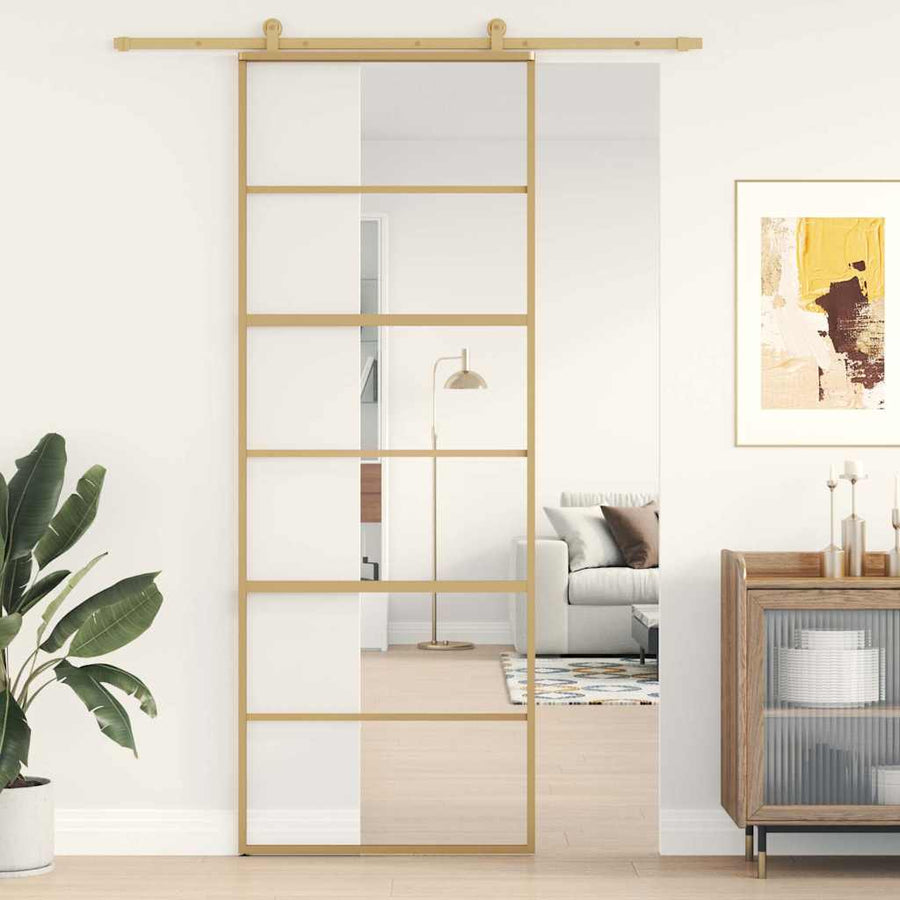 Schuifdeur Helder Esg-Glas En Aluminium Kleurig Goud 76 x 205 cm