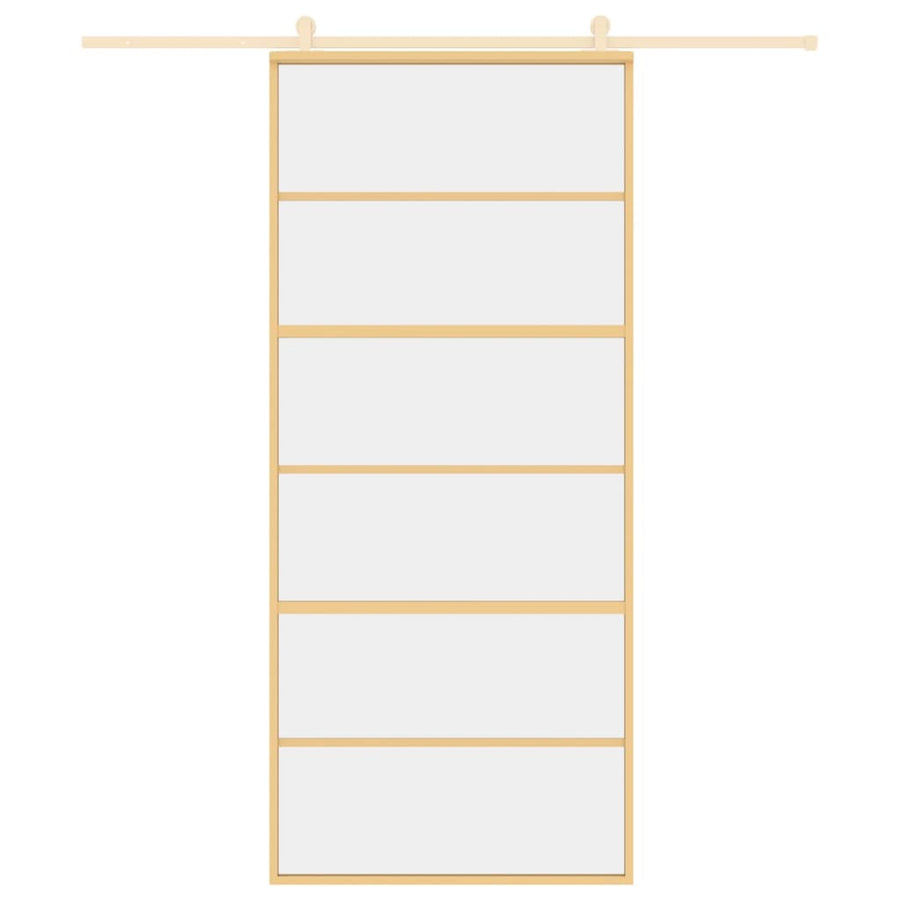 Schuifdeur 90X205 Cm Helder Esg-Glas En Aluminium Goudkleurig
