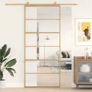 Schuifdeur 90x205 cm helder ESG-glas aluminium goud