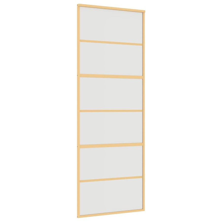 Schuifdeur 76x205 cm mat ESG-glas en aluminium goudkleurig
