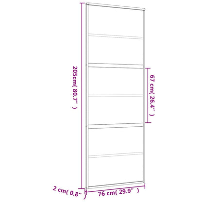 Schuifdeur 76x205 cm mat ESG-glas en aluminium goudkleurig