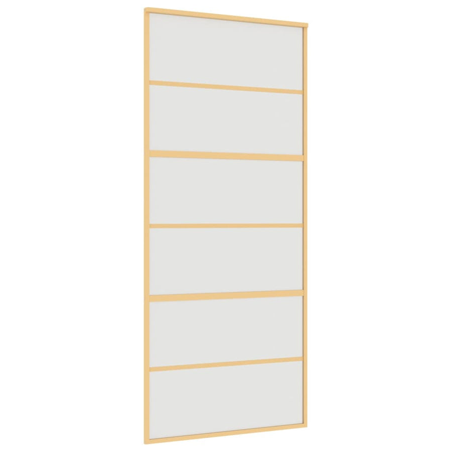 Schuifdeur Esg-Glas En Aluminium Goudkleurig En Mat 90 x 205 cm