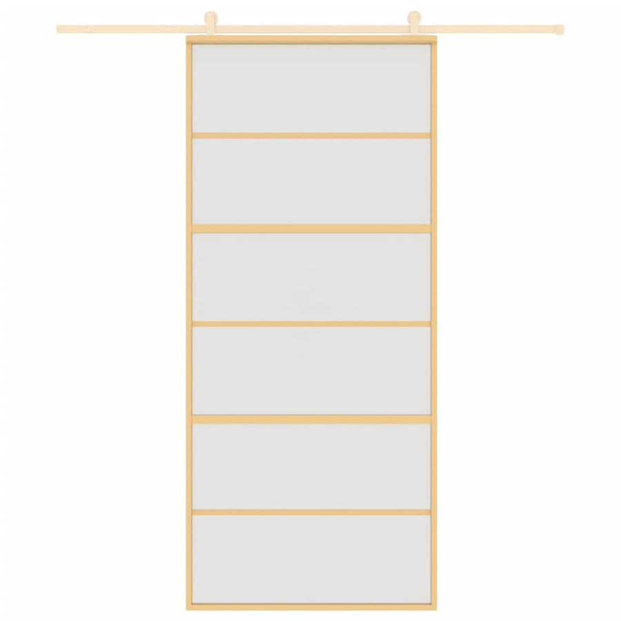 Schuifdeur Esg-Glas En Aluminium Goudkleurig En Mat 90 x 205 cm