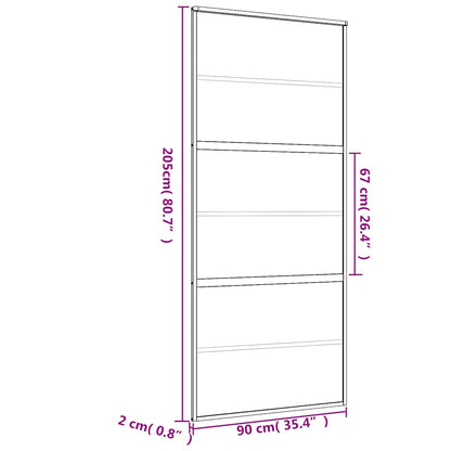 Schuifdeur Esg-Glas En Aluminium Goudkleurig En Mat 90 x 205 cm