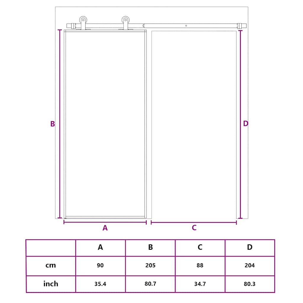Schuifdeur Esg-Glas En Aluminium Goudkleurig En Mat 90 x 205 cm