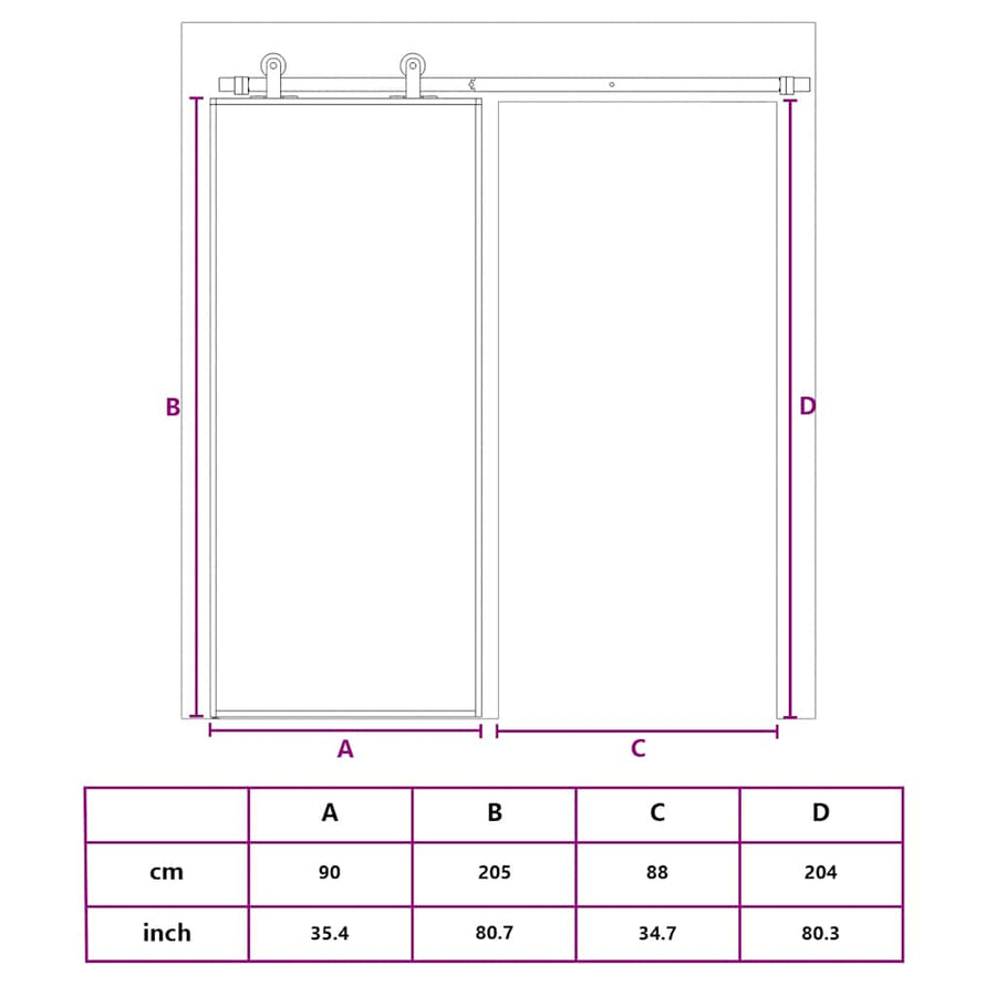 Schuifdeur Esg-Glas En Aluminium Goudkleurig En Mat 90 x 205 cm
