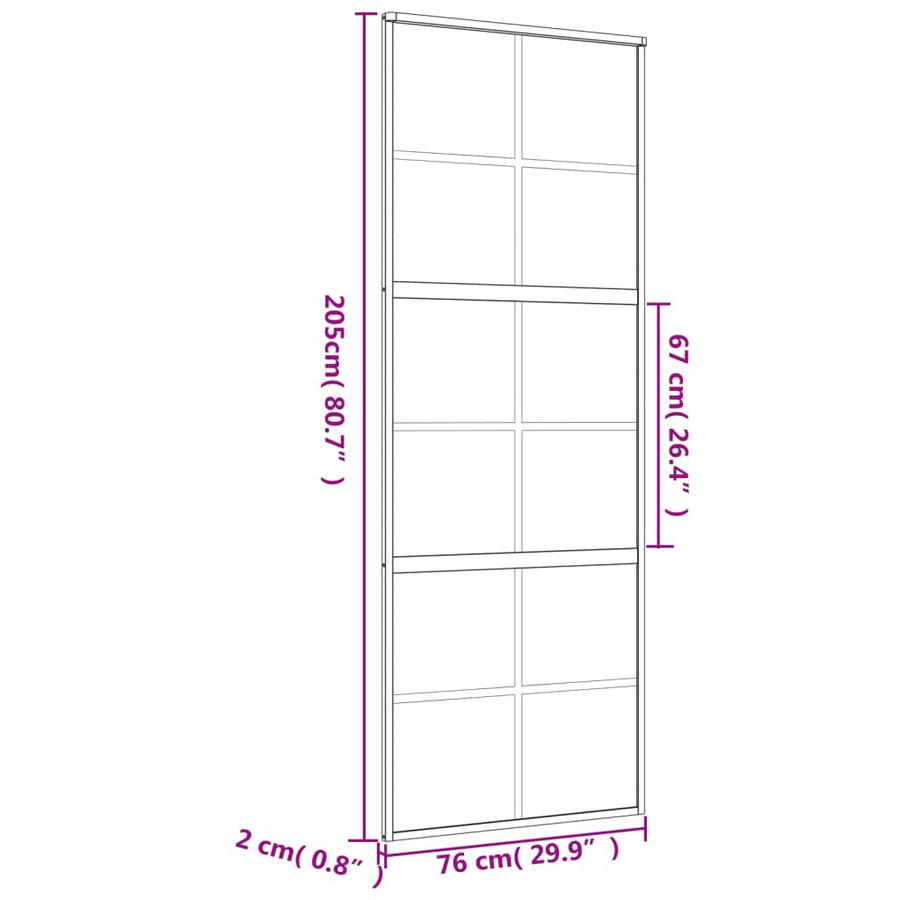 Schuifdeur Helder Esg-Glas En Aluminium Kleurig Goud 76 x 205 cm