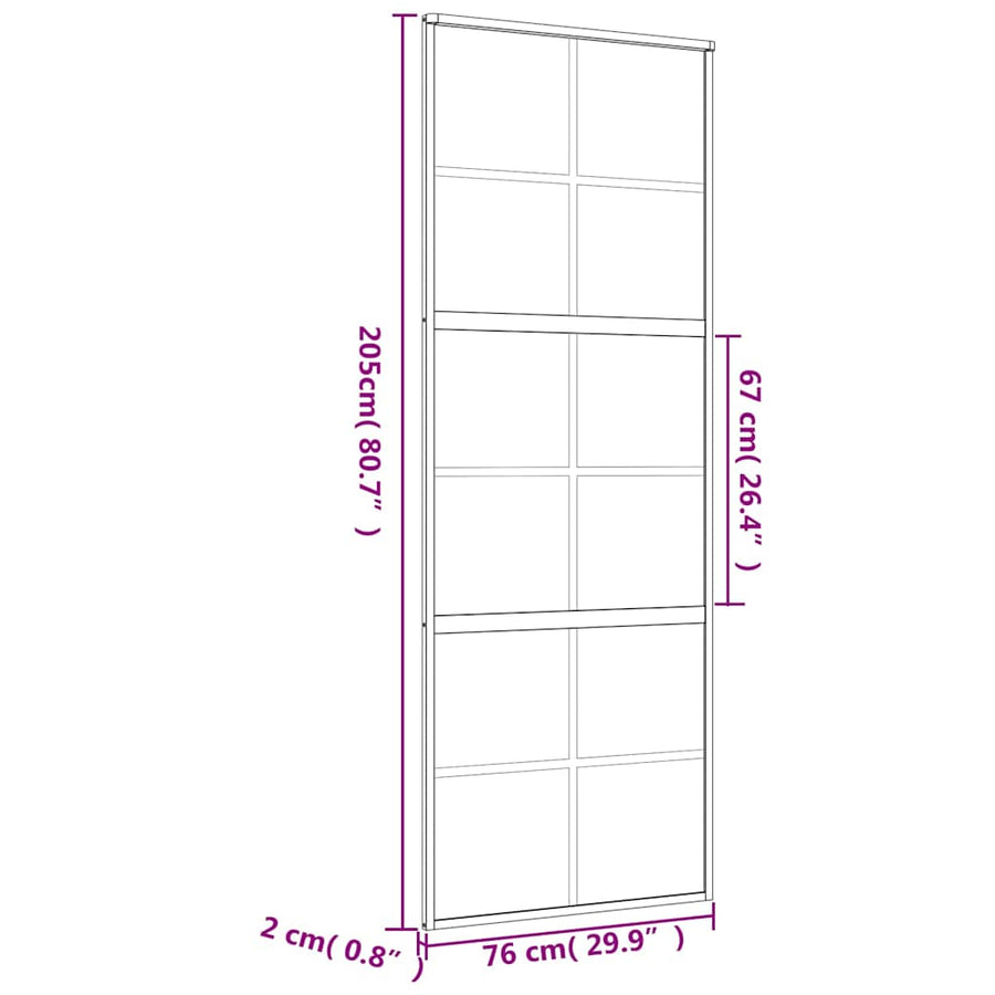 Schuifdeur Helder Esg-Glas En Aluminium Kleurig Goud 76 x 205 cm