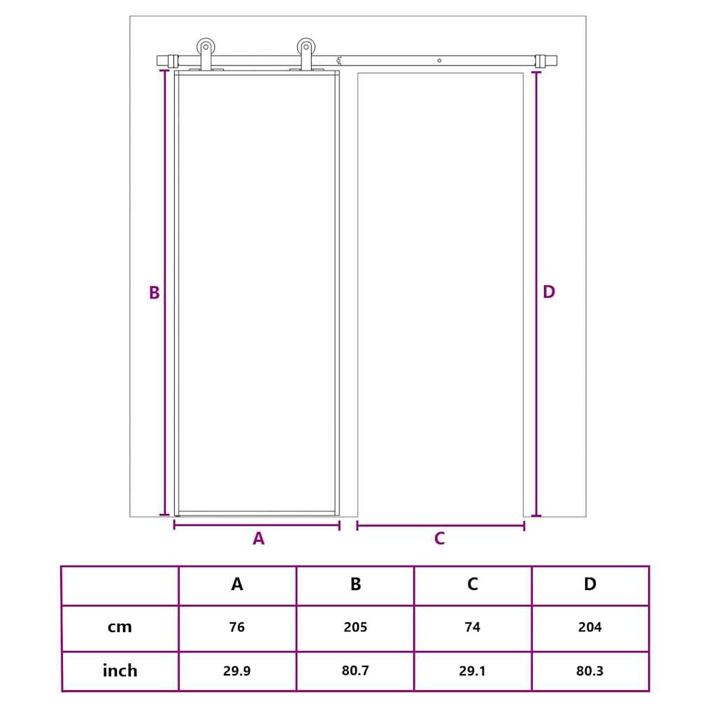 Schuifdeur Helder Esg-Glas En Aluminium Kleurig Goud 76 x 205 cm