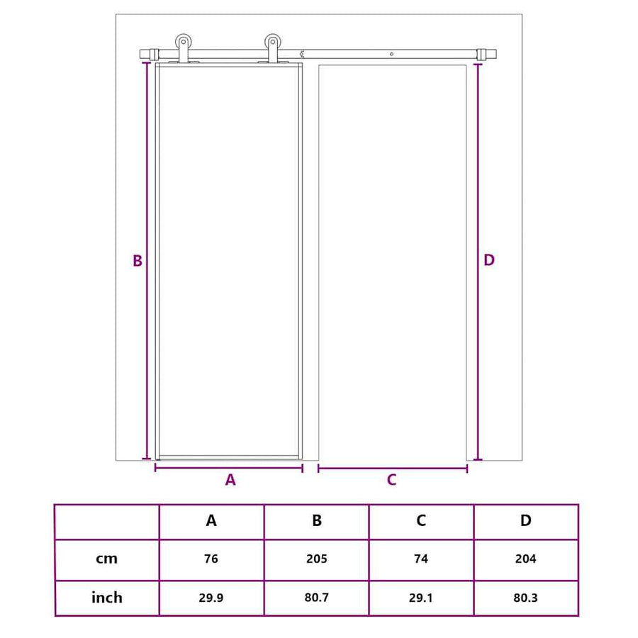 Schuifdeur Helder Esg-Glas En Aluminium Kleurig Goud 76 x 205 cm