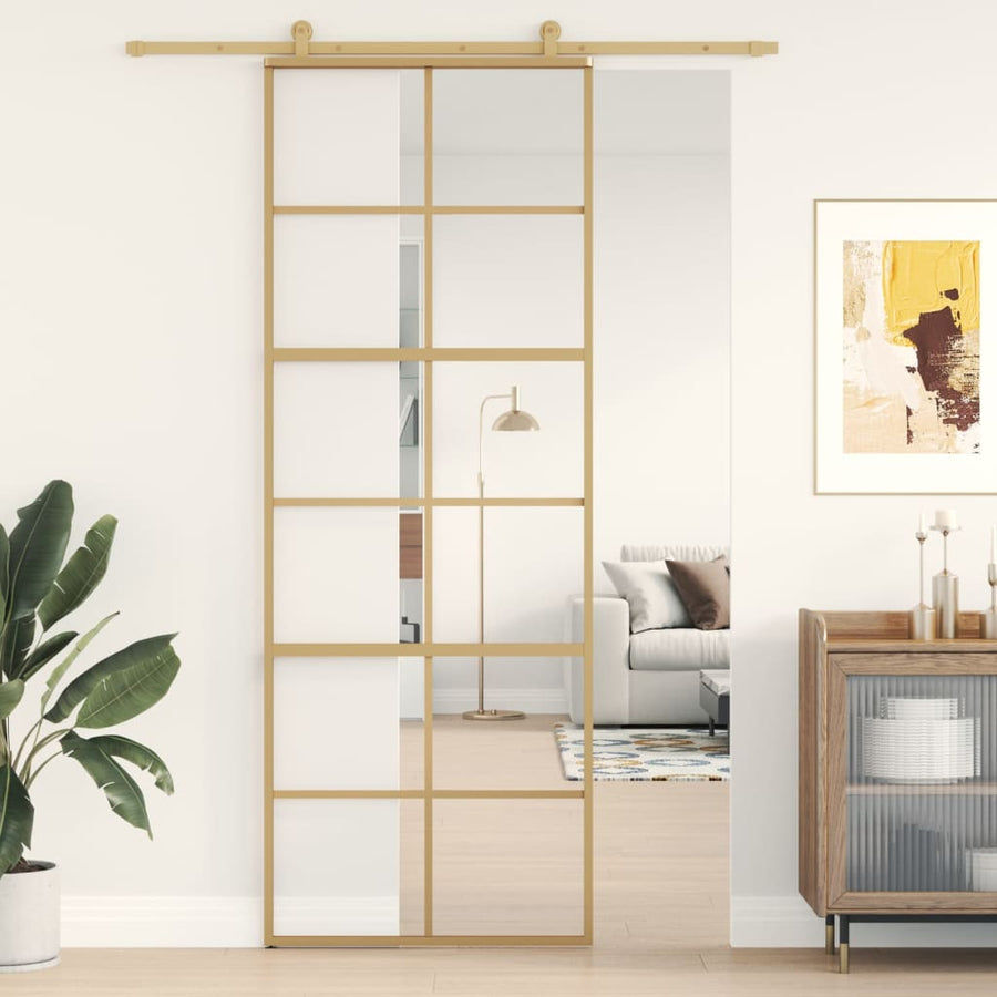 Schuifdeur Helder Esg-Glas En Aluminium Kleurig Goud 76 x 205 cm