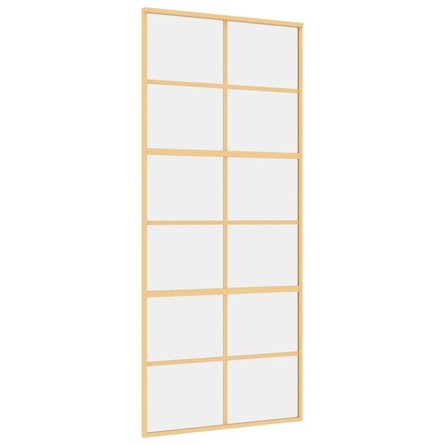 Schuifdeur 90X205 Cm Helder Esg-Glas En Aluminium Goudkleurig