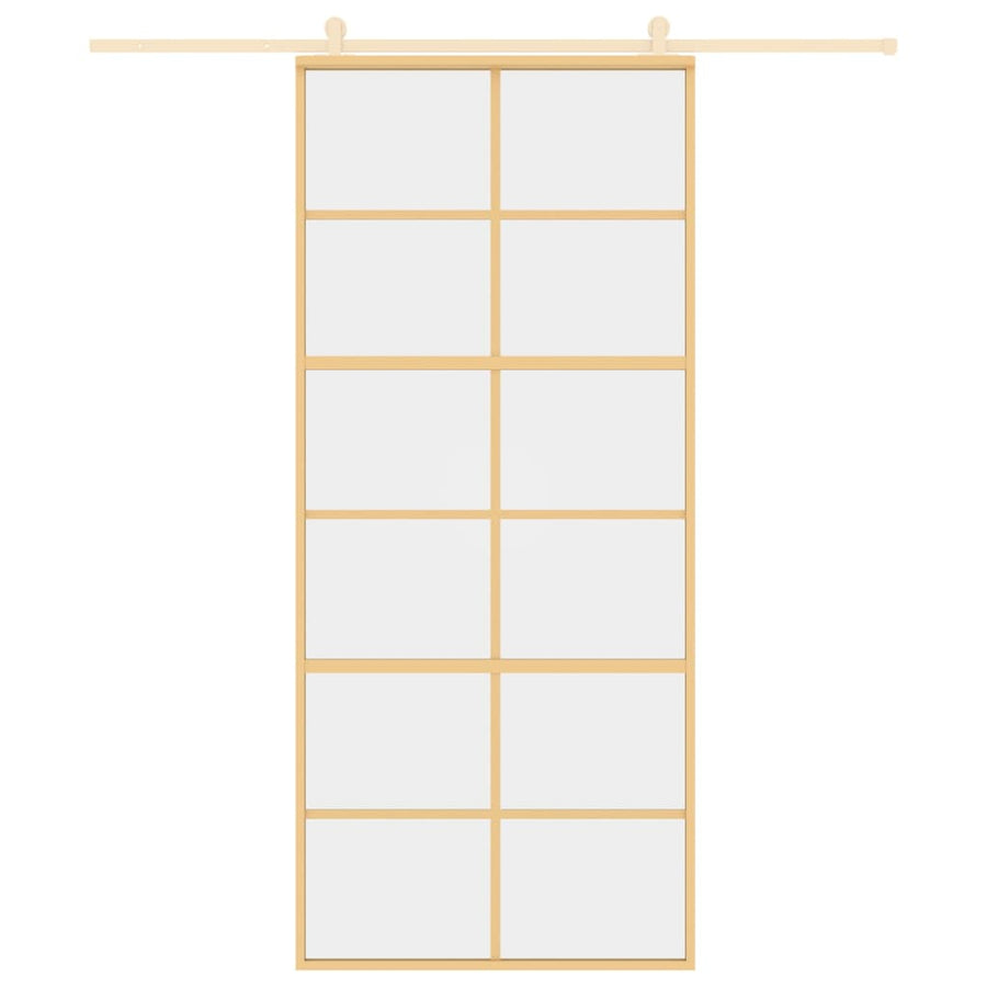 Schuifdeur 90X205 Cm Helder Esg-Glas En Aluminium Goudkleurig