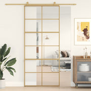 Schuifdeur 90x205 cm helder ESG-glas aluminium goud