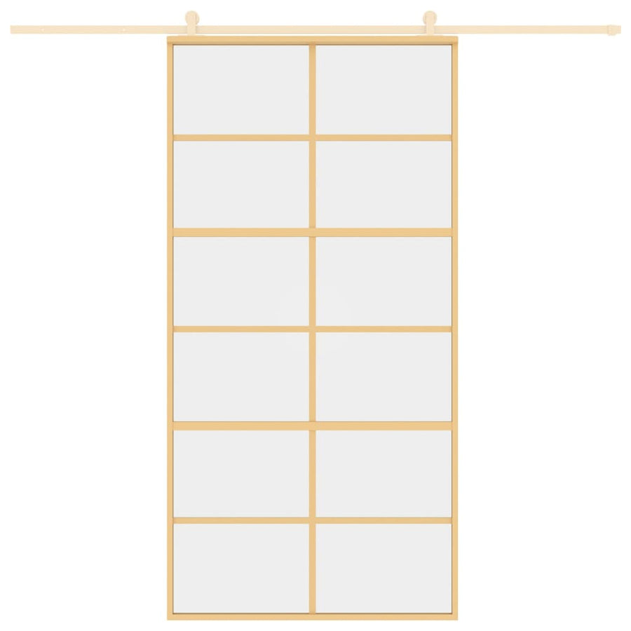 Schuifdeur 102,5X205 Cm Helder Esg-Glas En Aluminium Goudkleur
