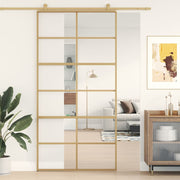 Schuifdeur 102,5x205 cm helder ESG-glas aluminium goud