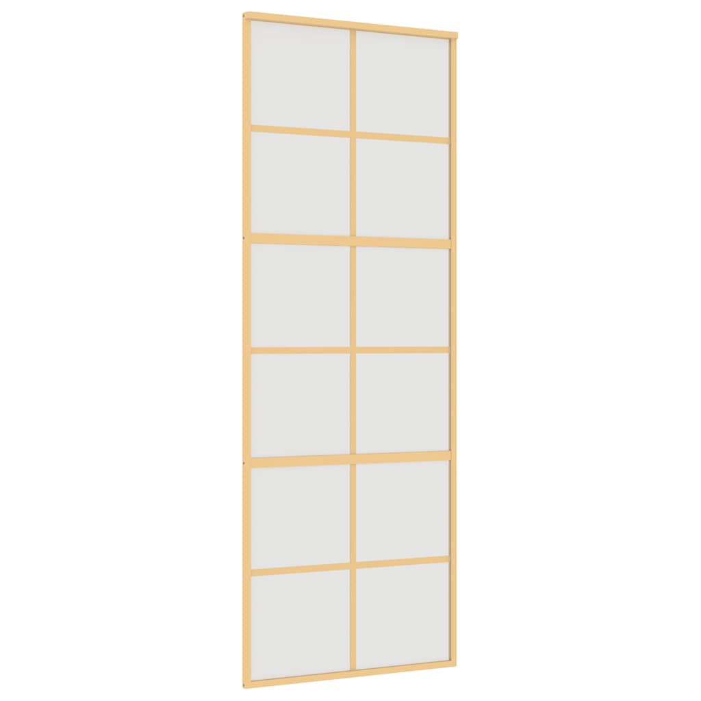 Schuifdeur 76x205 cm mat ESG-glas en aluminium goudkleurig