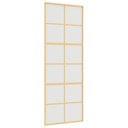 Schuifdeur 76x205 cm mat ESG-glas en aluminium goudkleurig
