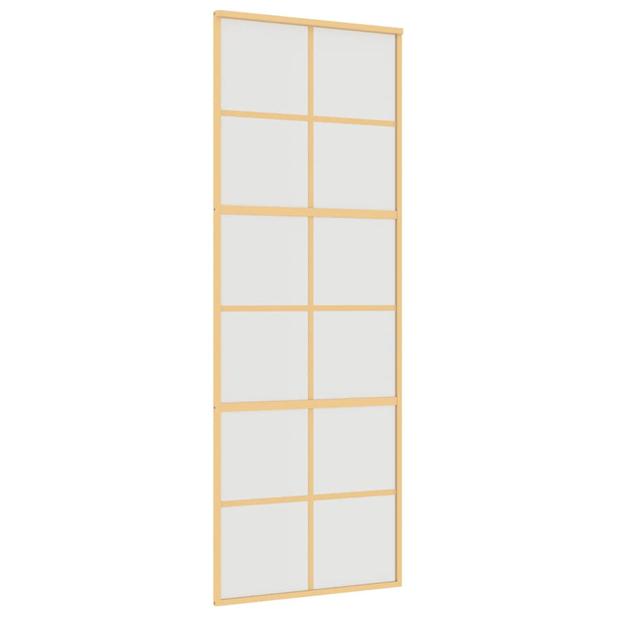 Schuifdeur 76x205 cm mat ESG-glas en aluminium goudkleurig