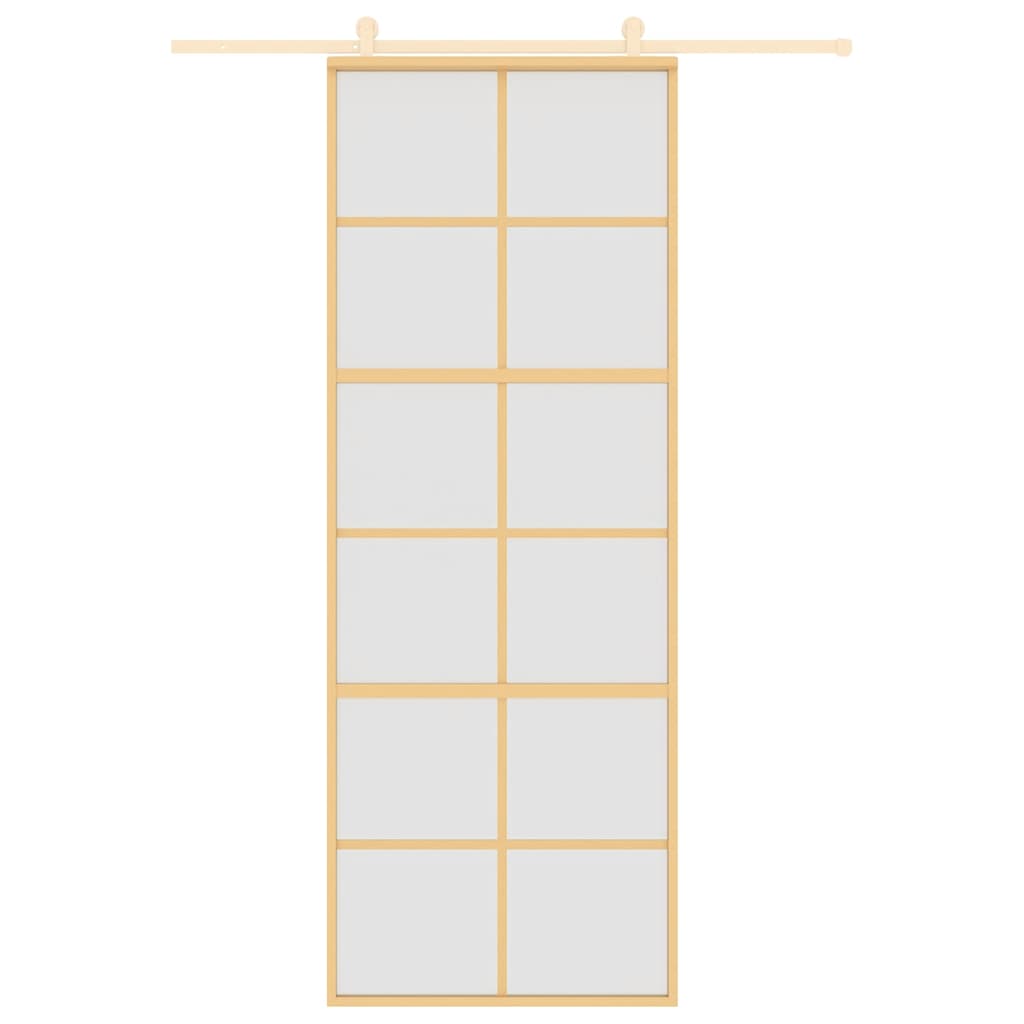 Schuifdeur 76x205 cm mat ESG-glas en aluminium goudkleurig