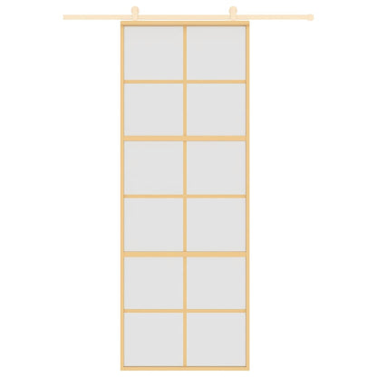 Schuifdeur 76x205 cm mat ESG-glas en aluminium goudkleurig