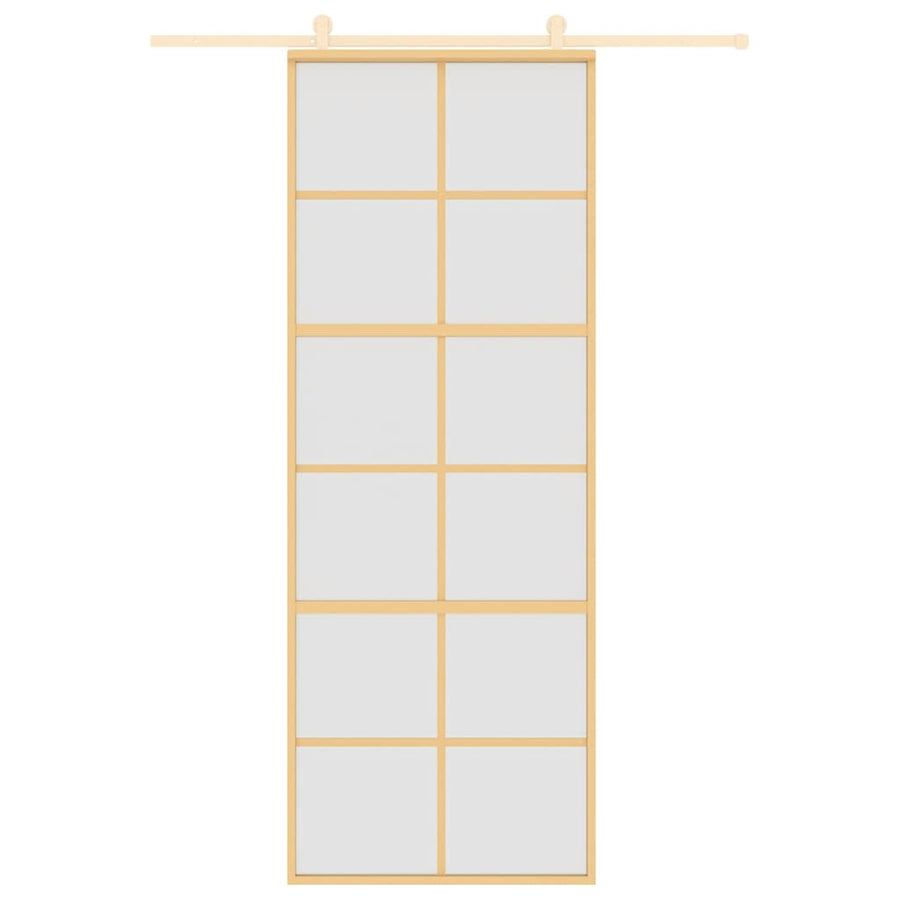 Schuifdeur 76x205 cm mat ESG-glas en aluminium goudkleurig