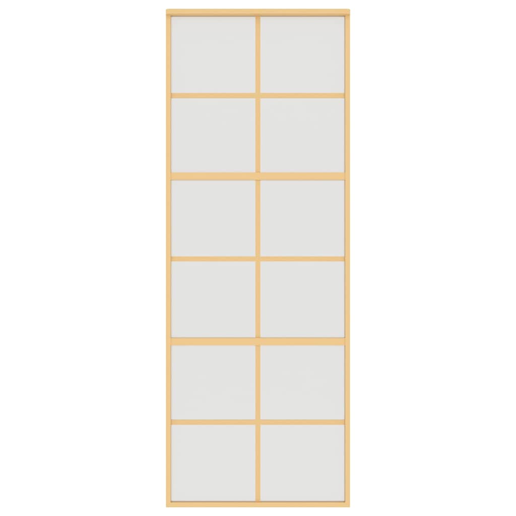 Schuifdeur 76x205 cm mat ESG-glas en aluminium goudkleurig
