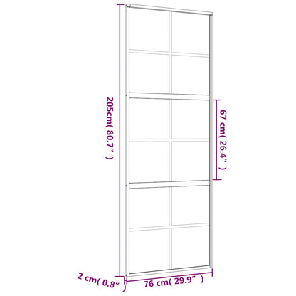 Schuifdeur 76x205 cm mat ESG-glas en aluminium goudkleurig