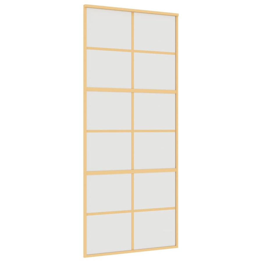 Schuifdeur Esg-Glas En Aluminium Goudkleurig En Mat 90 x 205 cm