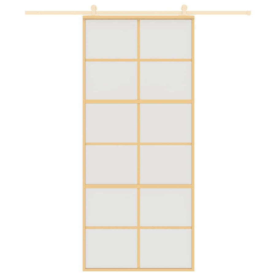 Schuifdeur Esg-Glas En Aluminium Goudkleurig En Mat 90 x 205 cm