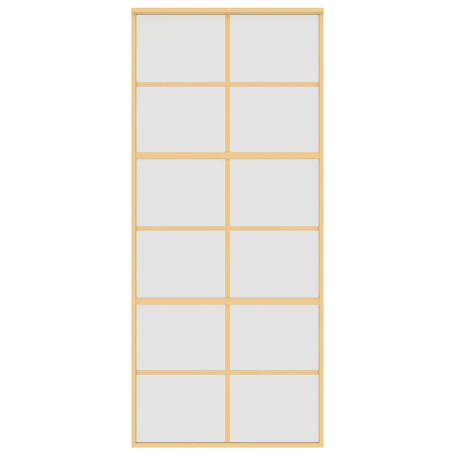 Schuifdeur Esg-Glas En Aluminium Goudkleurig En Mat 90 x 205 cm